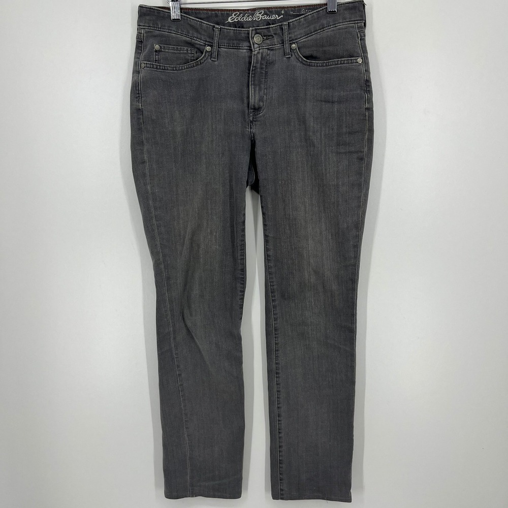 Eddie Bauer Women 8 Curvy Fit Straight Leg Jeans Gray Denim Casual